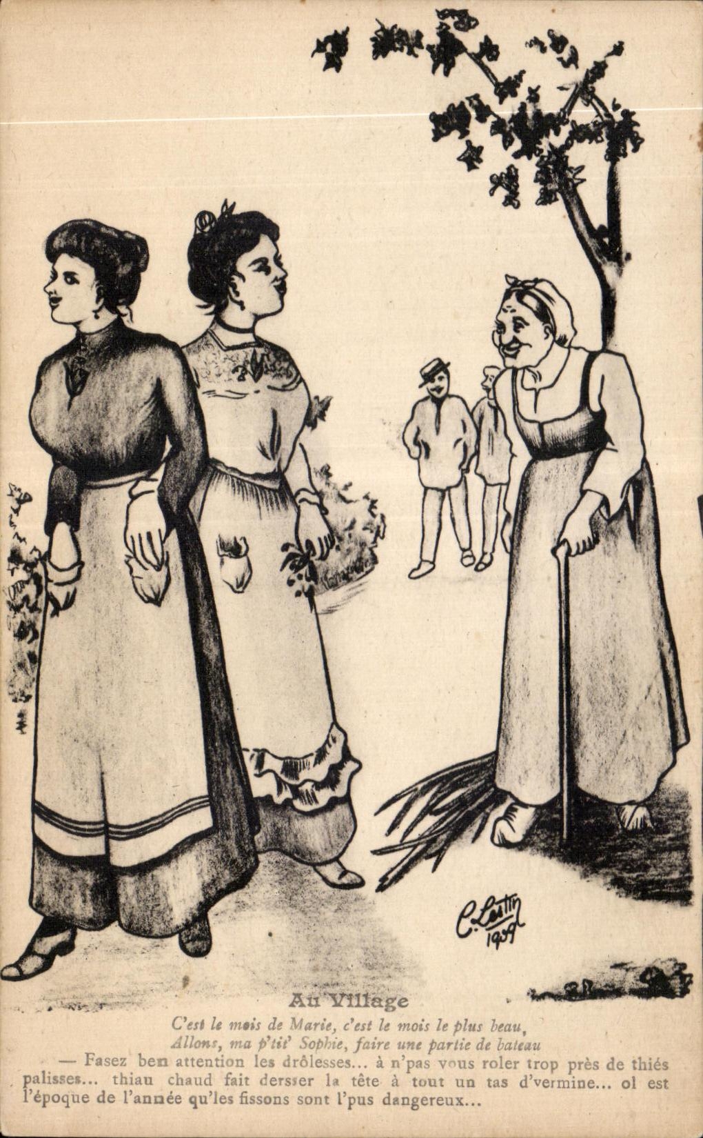 CPA Au Village Illustrateur Lestin 