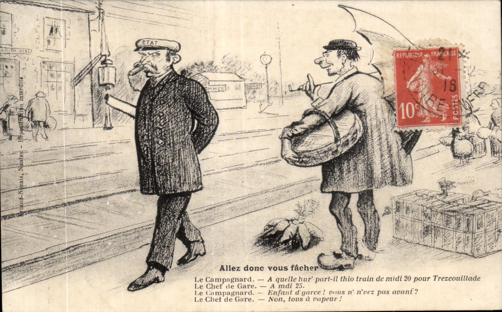 CPA Allez gives to annoy you Illustrateur Train