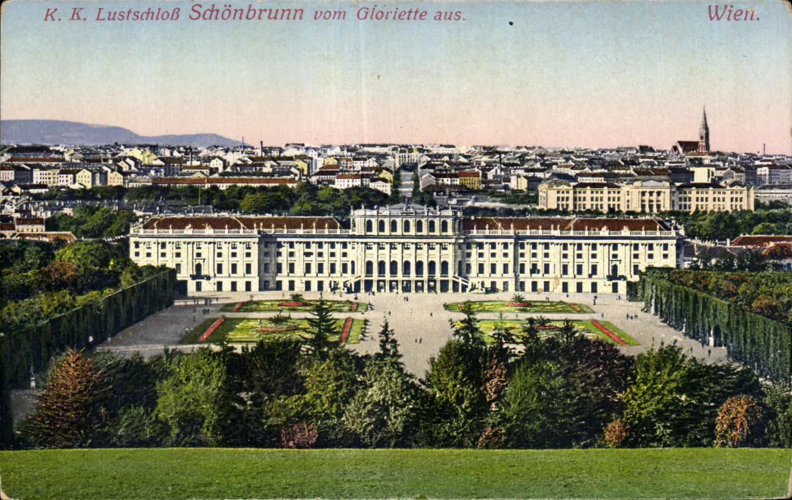 CPA k k Lustschlob Schonbrunn vom Gloriette aus Wien
