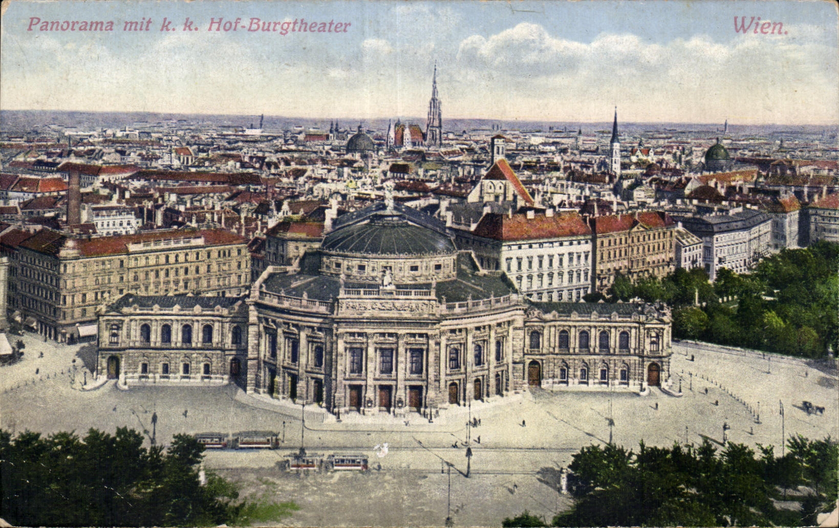 CPA Panorama mit K K Hof Burgtheater Wien