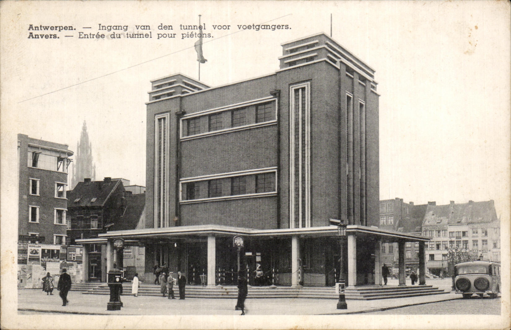 Entrada de Amberes de los voetgangers del voor del tunel de CPA Antwerpen Ingang van den del turnel para los pietans