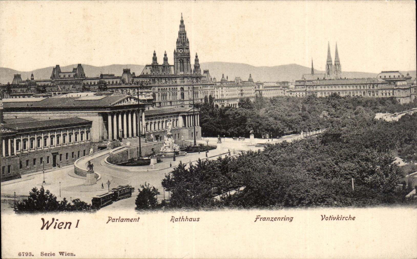 CPA Wien Partament Rathhaus Franzening Votivkirche