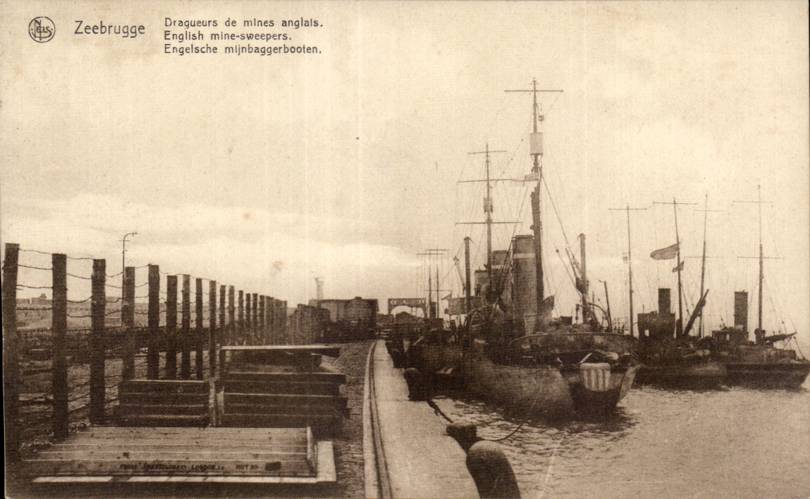 CPA Zeebrugge Minesweepers angiais English undermines sweepers Engelsche