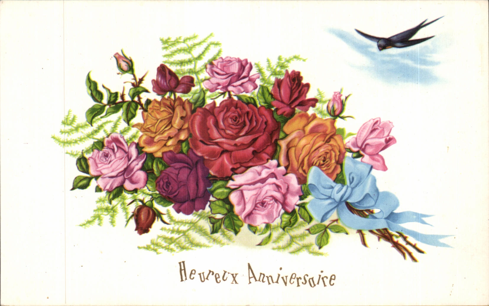 CPA Fantasy Flowers Birthday Swallow