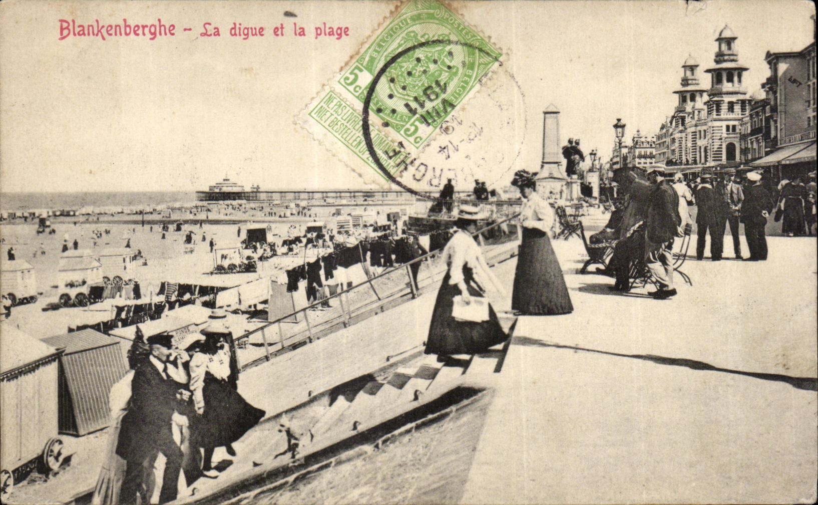 CPA Blankenberghe the dam and the beach