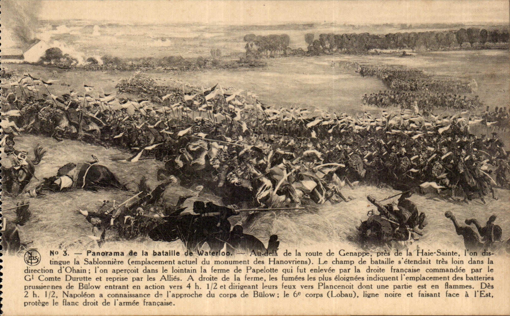 CPA Panorama of the battle of Waterloo To road of Genappe Napoleon
