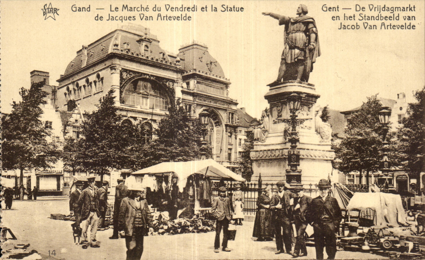 CPA Race of Orlijdagmarkt in het Standbeeld Van Jacob Van Ghent Market
