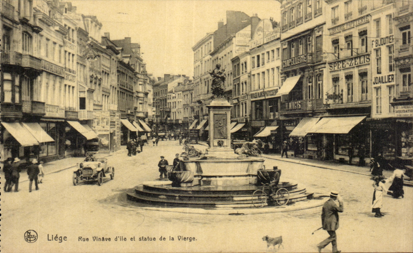 CPA Liege Street Vinave it and Statue of the Virgin