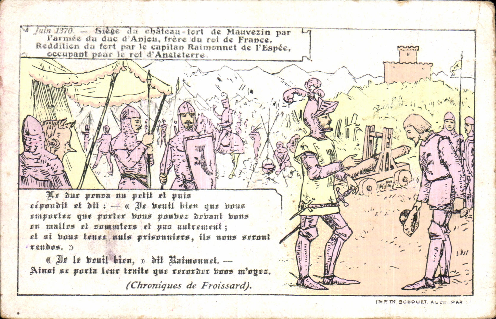 CPA June 1370 Sits of the castle lert of Mauvezin by I armed with due Anjeu Frere of the rei of Militaria France