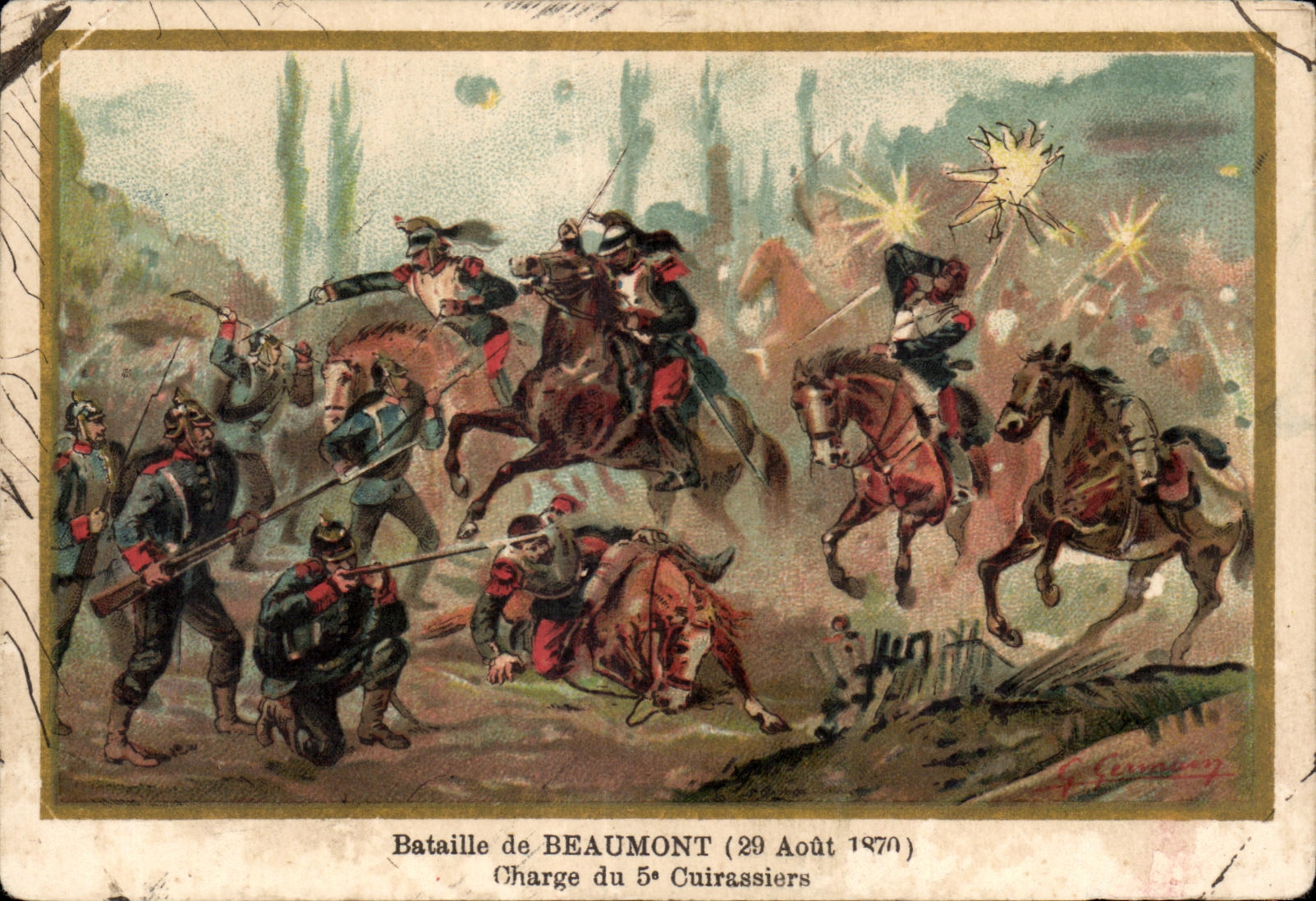 Batallas de CPA de la carga de Beaumont 1870 con los dragones de Militaria de los coraceros