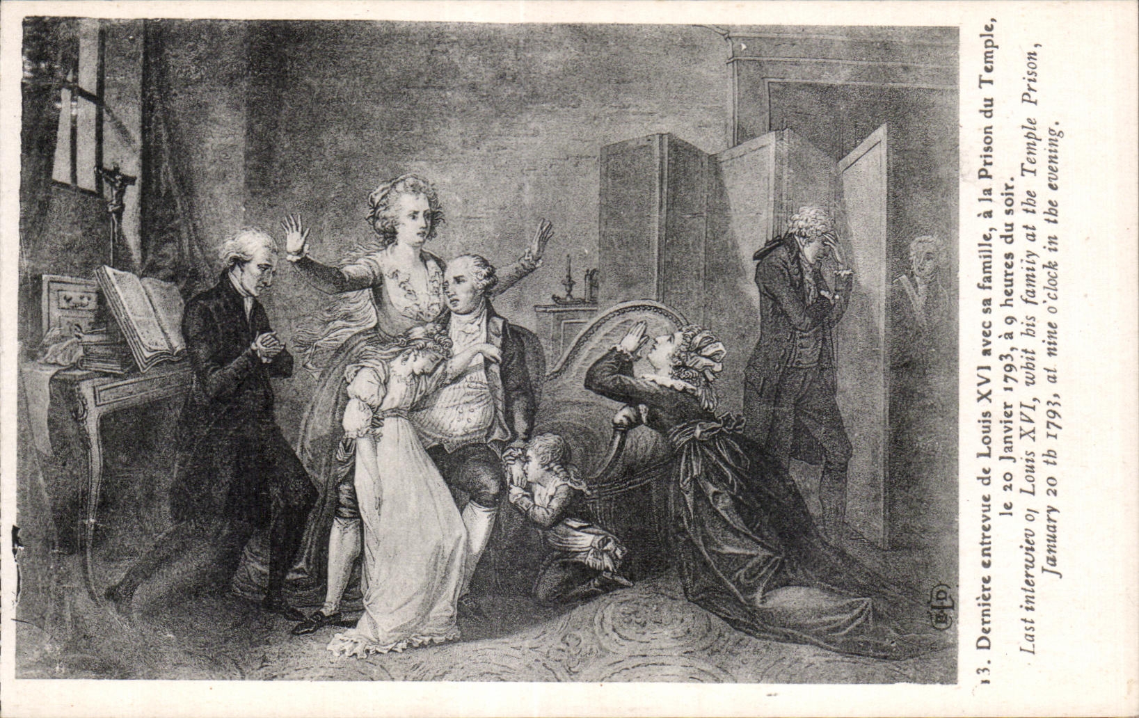 CPA Derniere interview of Lous XVI with its family with the Prison of the Temple Javier has hours of the evening