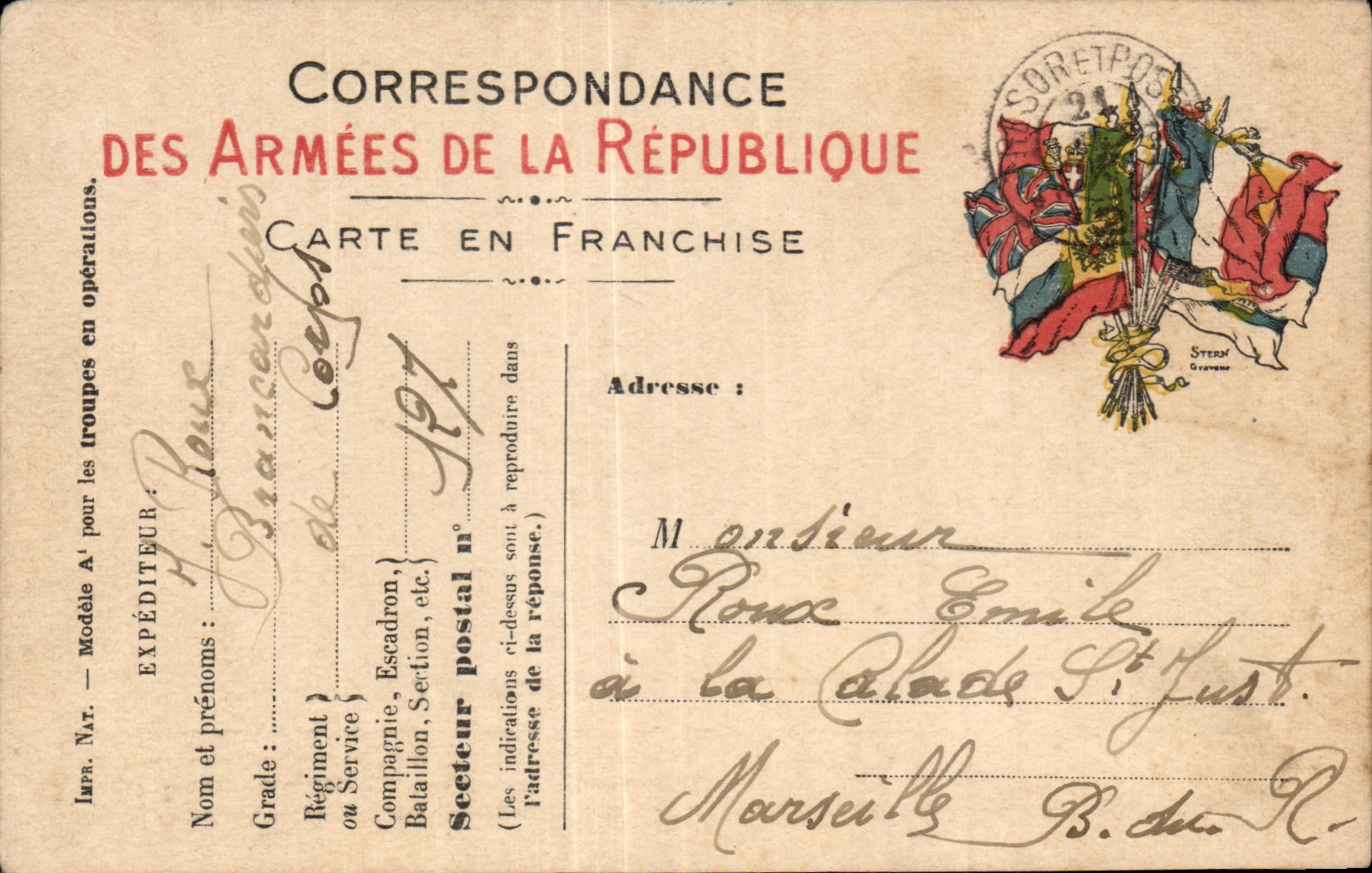 Military chart of Frankness Russet-red Marseille