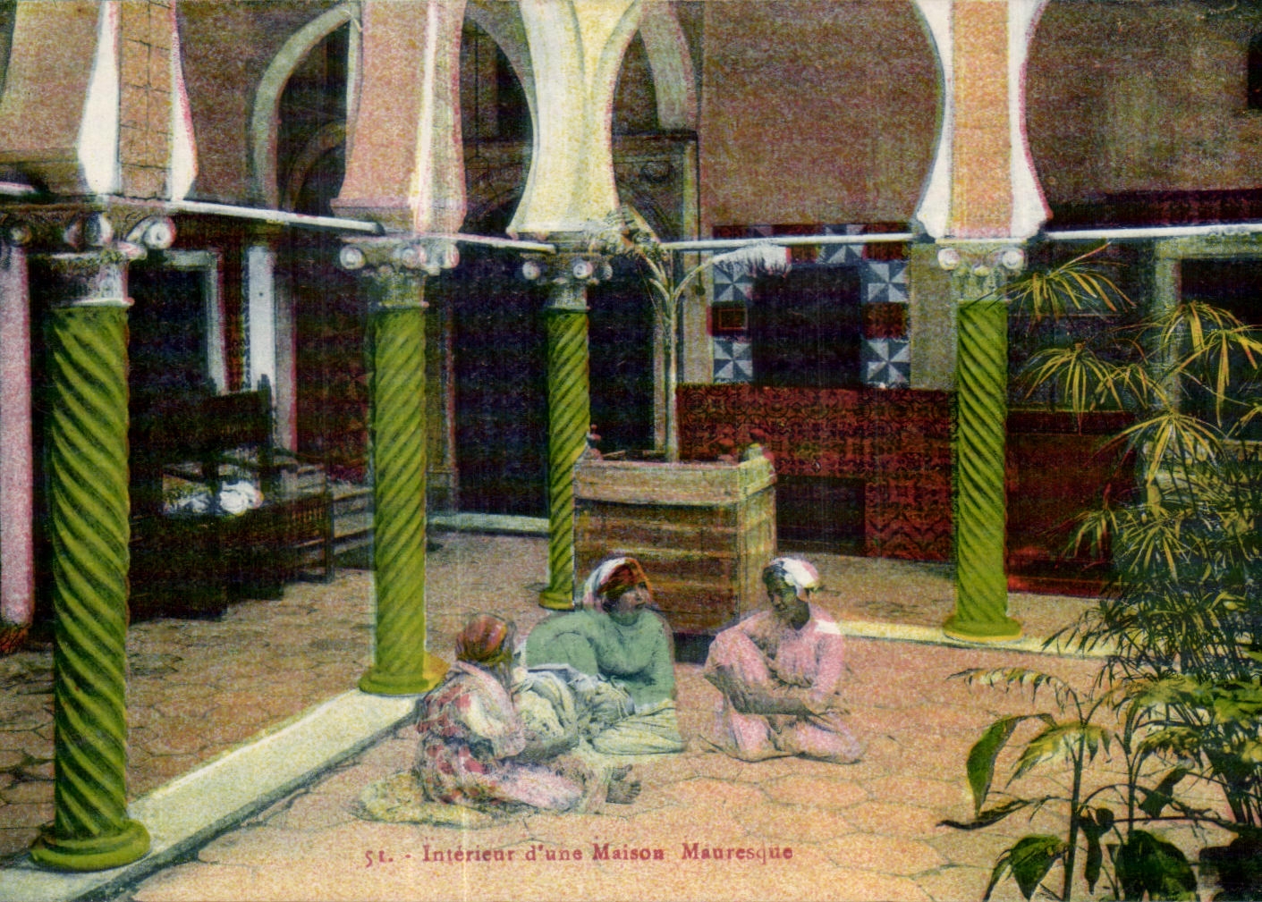 Interior de CPA Argelia una casa Moorish