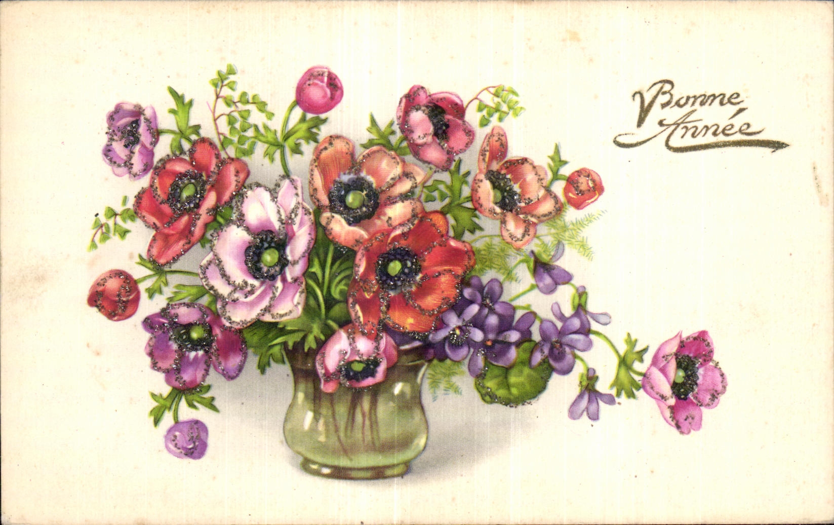 La fantasia de CPA florece Feliz Ano Nuevo