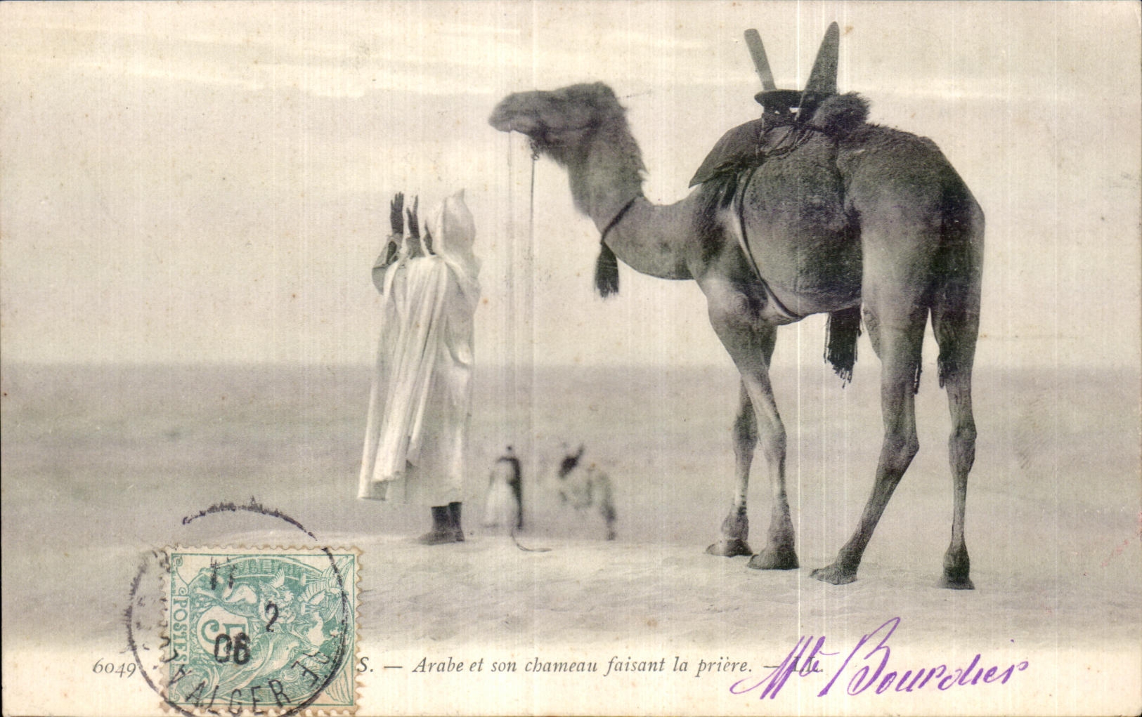 Arabe CPA Argelia y su camello que hace el rezo del camello