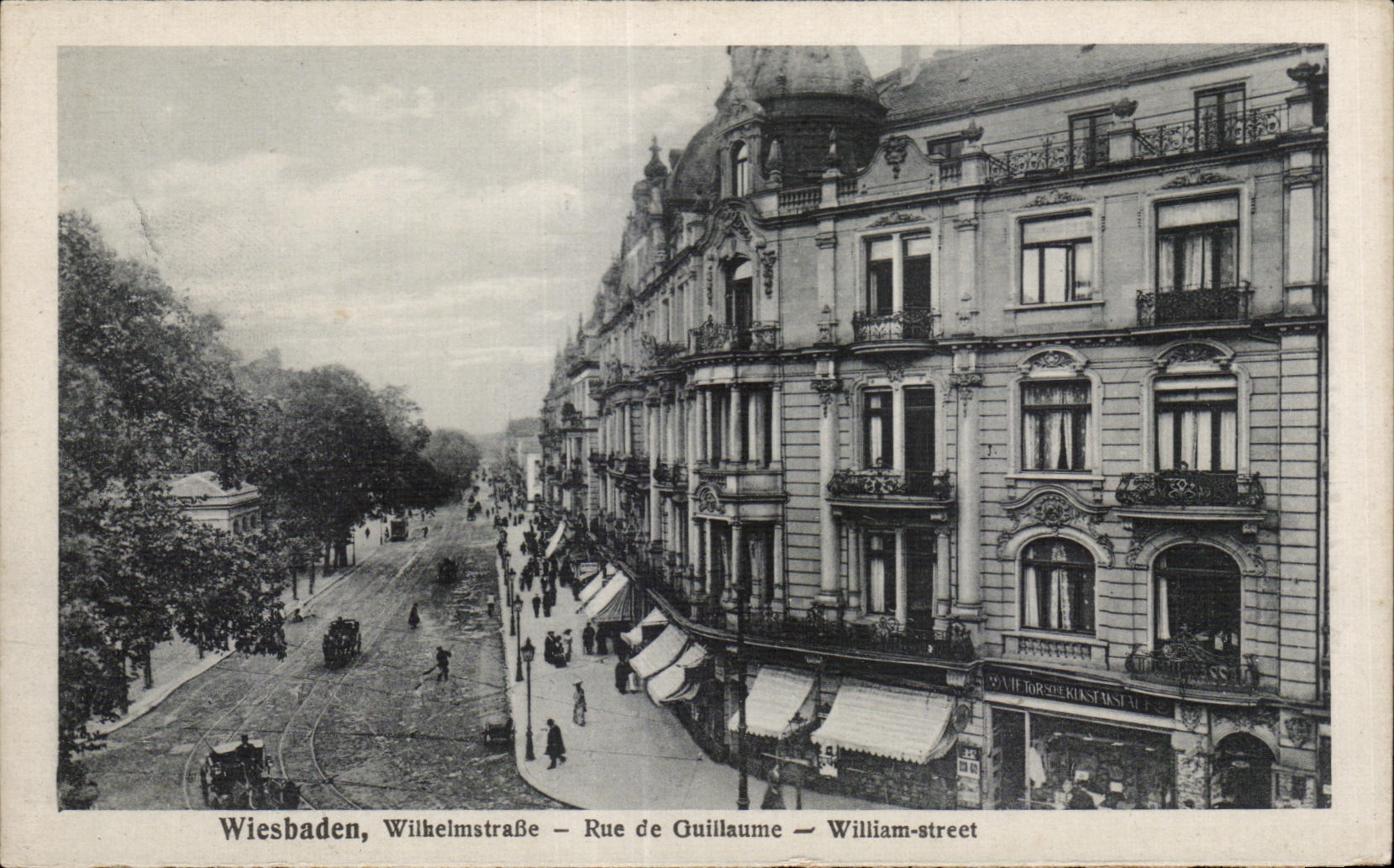 CPA Wiesbaden Wilhelmstrasse Street of Guillaume William street