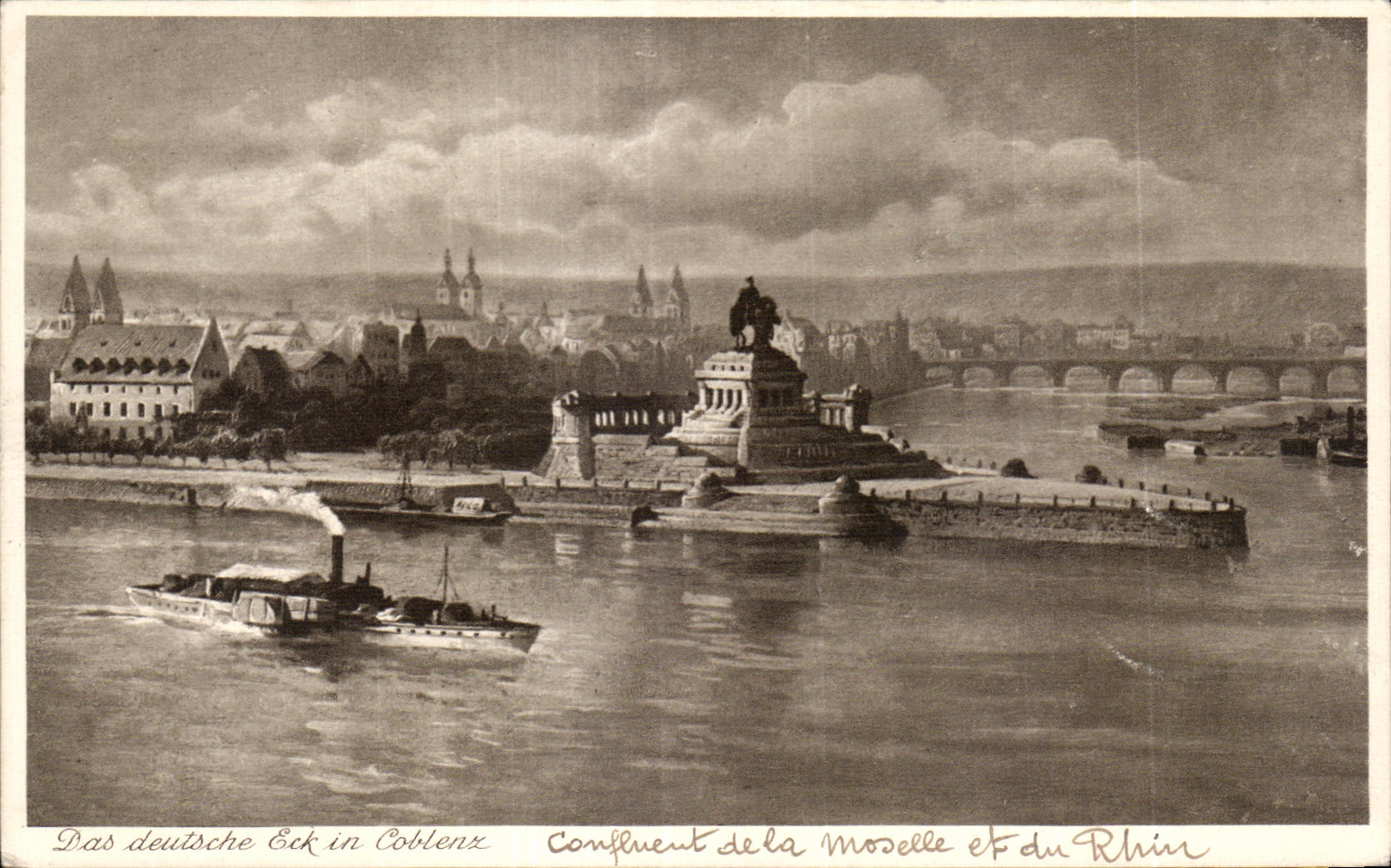 CPA Das deutsche Eck in Coblenz