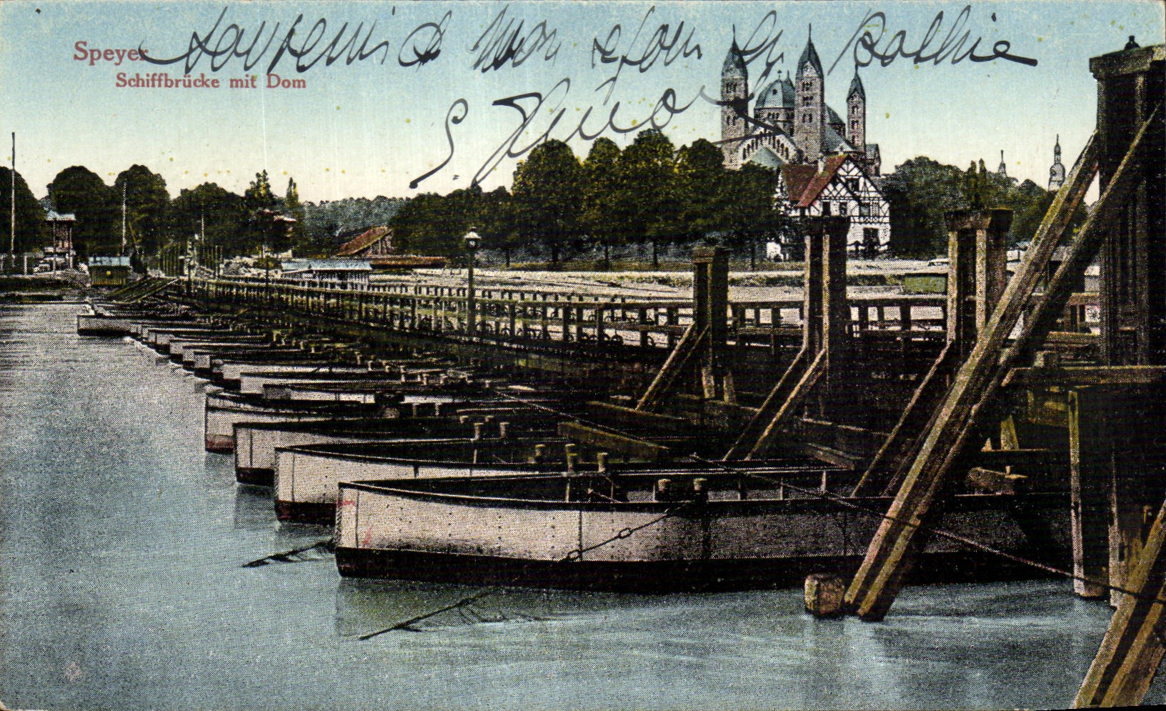 CPA Speyer Schiffbrucke mit Dom