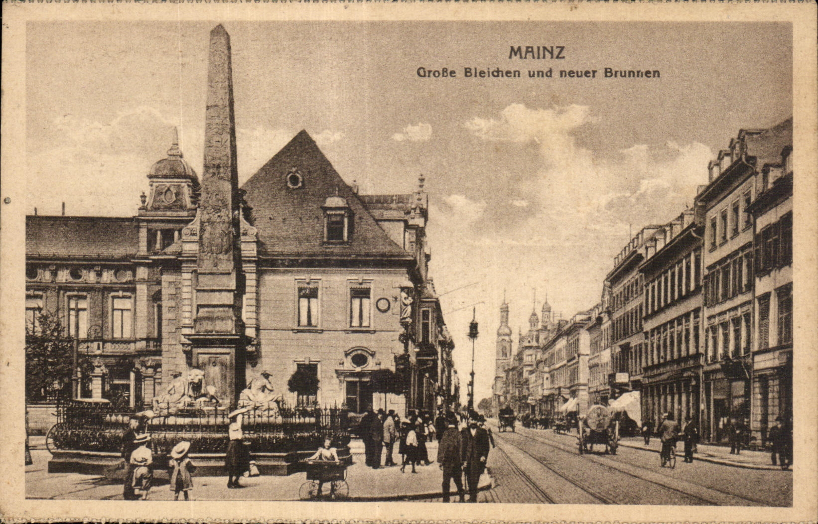 CPA Mainz Grosse Biechen und newer Brunnen