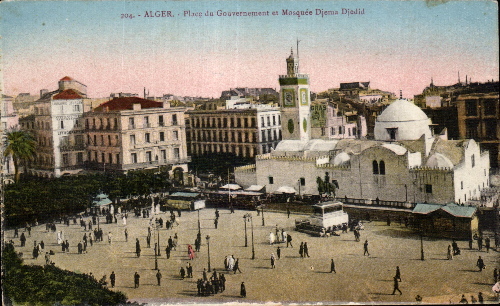 Lugares de CPA Algerie Argel de Gouvernment y de Mosquee Djema Djedid