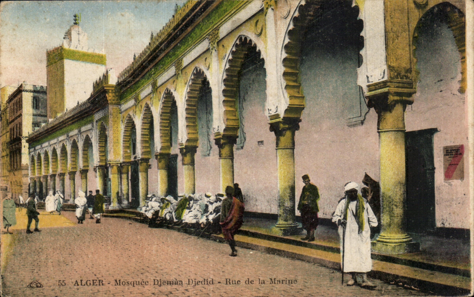 Calle de Djema Djedid de la mezquita de CPA Argelia Argel de la marina de guerra