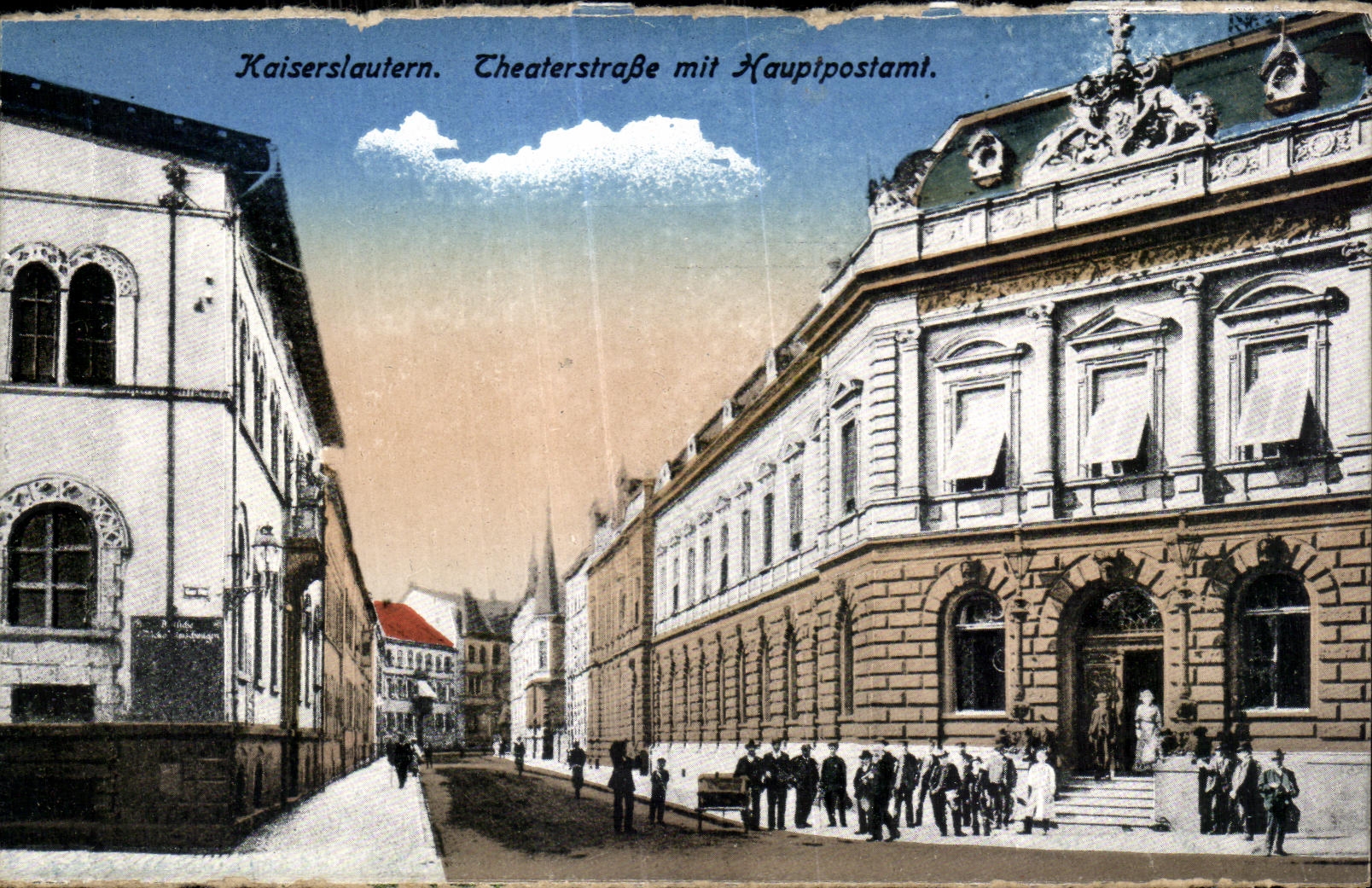 CPA Kaiserslautern Theaterstrasse put Hauptpostamt