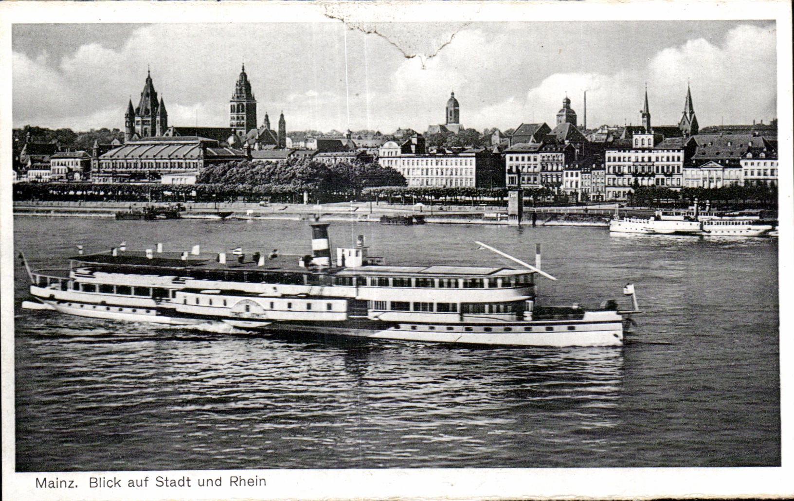Barco de Rhin del und del auf Stadt de CPA Maguncia Blick