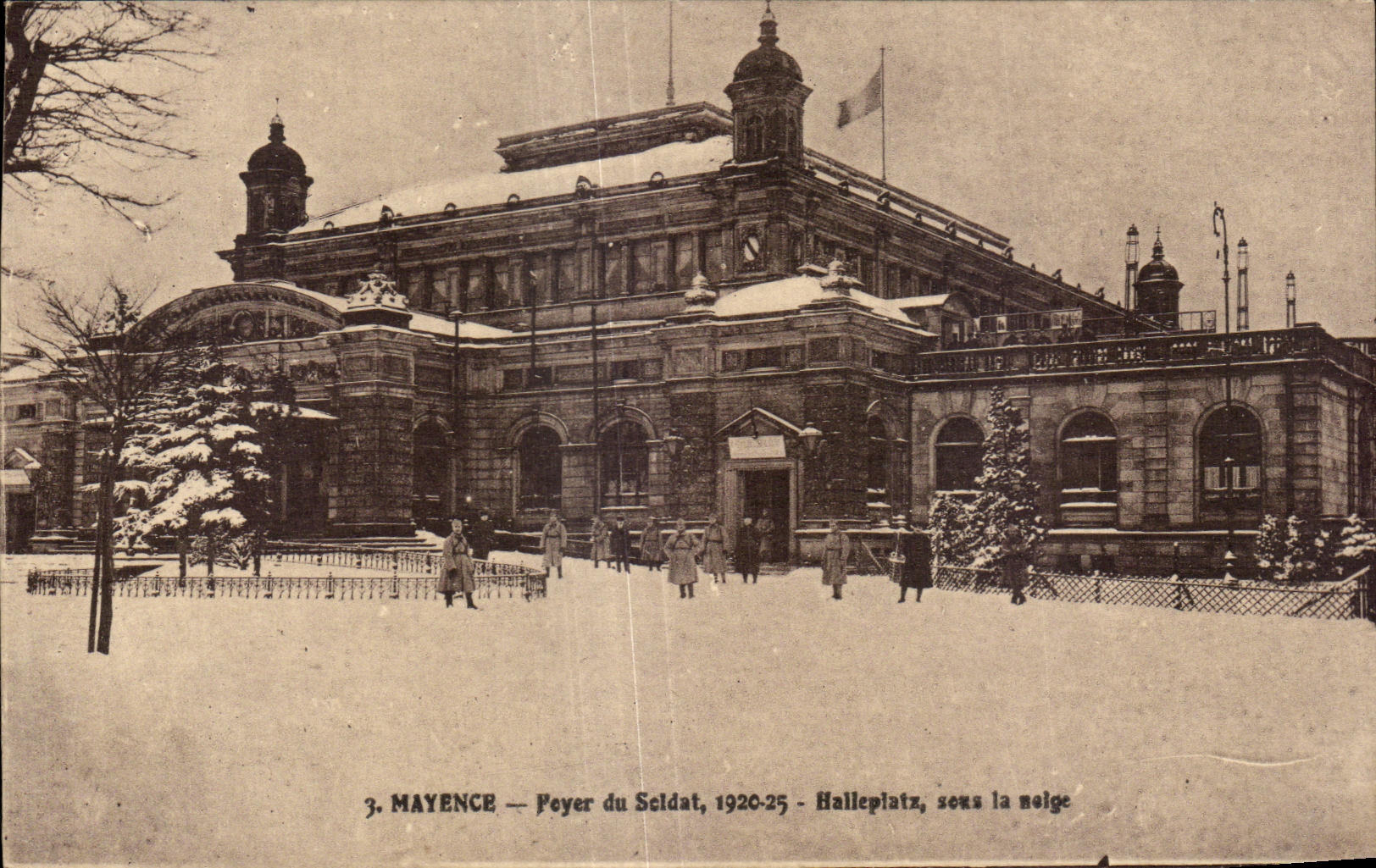 CPA Maguncia Peyer del soldado Halleplatz 1920-25 bajo cerco