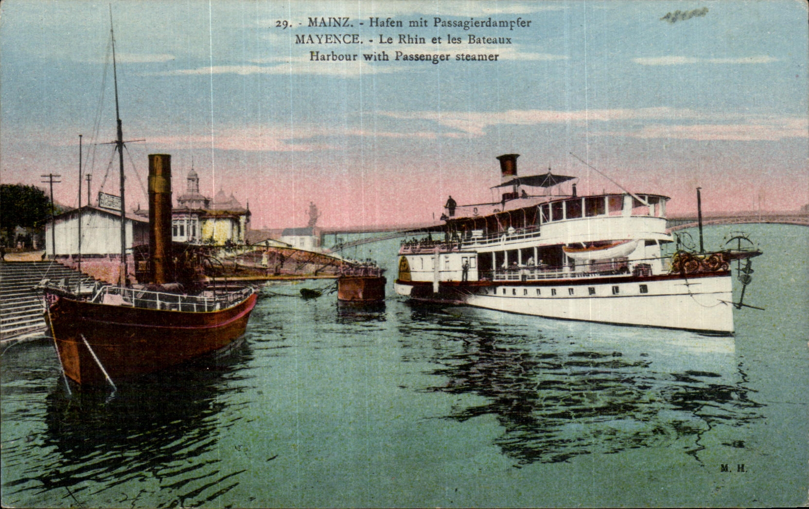 CPA Mayence Le rhin et les Bateaux 