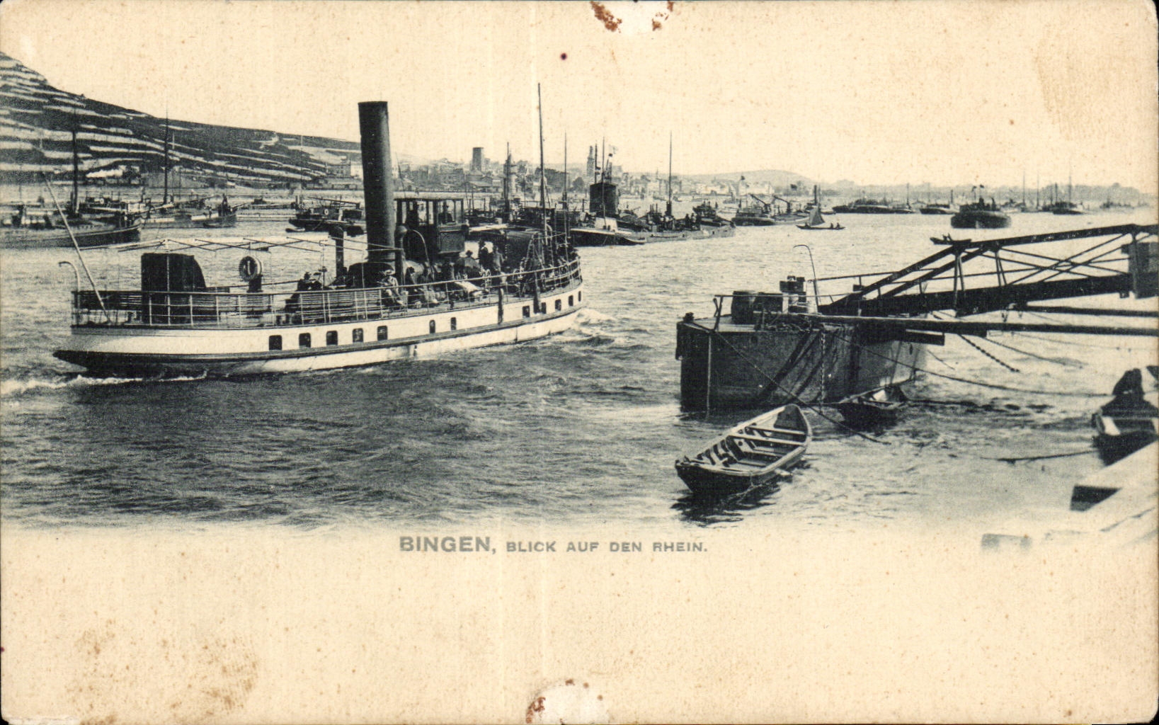 CPA Bingen Blick Aup OEn Rhien Bateaux