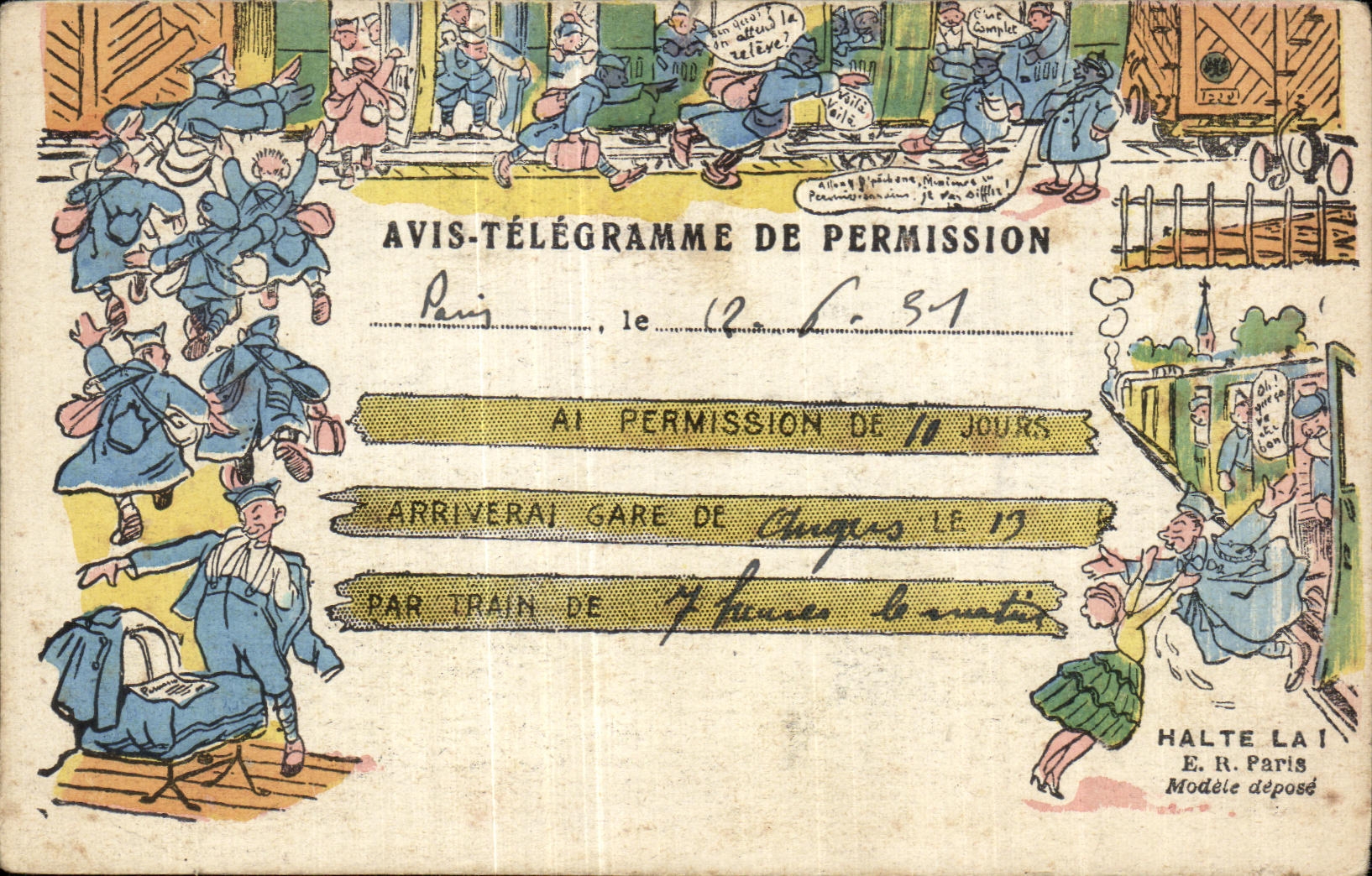 CPA Fantasy Militaria Opinion telegram of permission