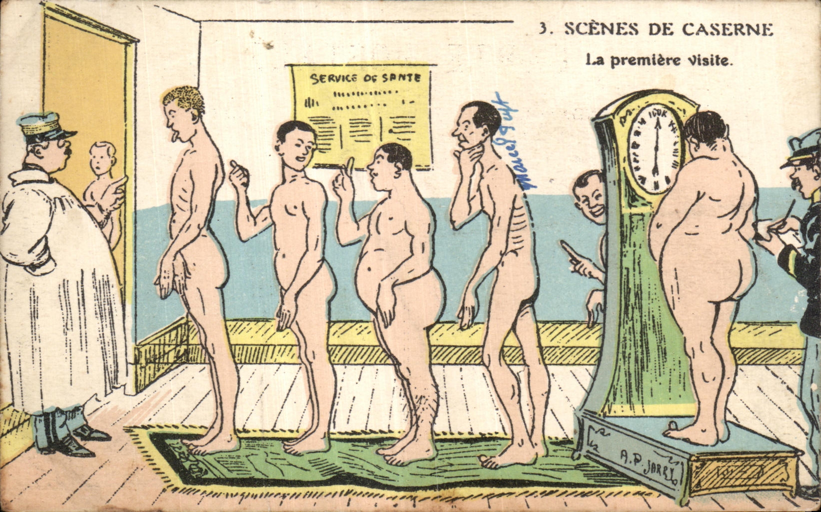 CPA Fantasy Militaria Scenes of barracks the first visit Doctor Medecin