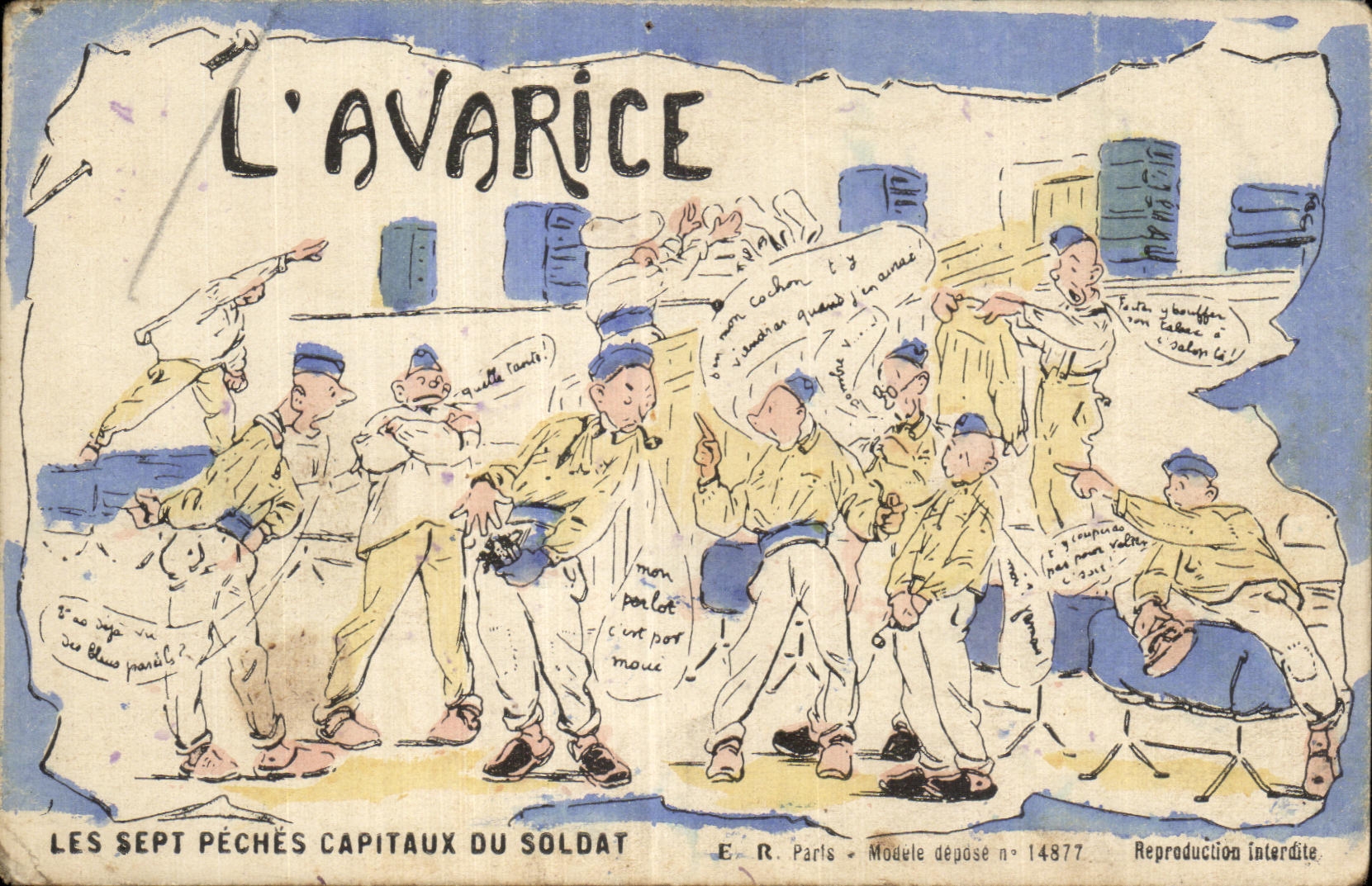 CPA Fantasy Militaria avarice seven fishings capital of the soldier