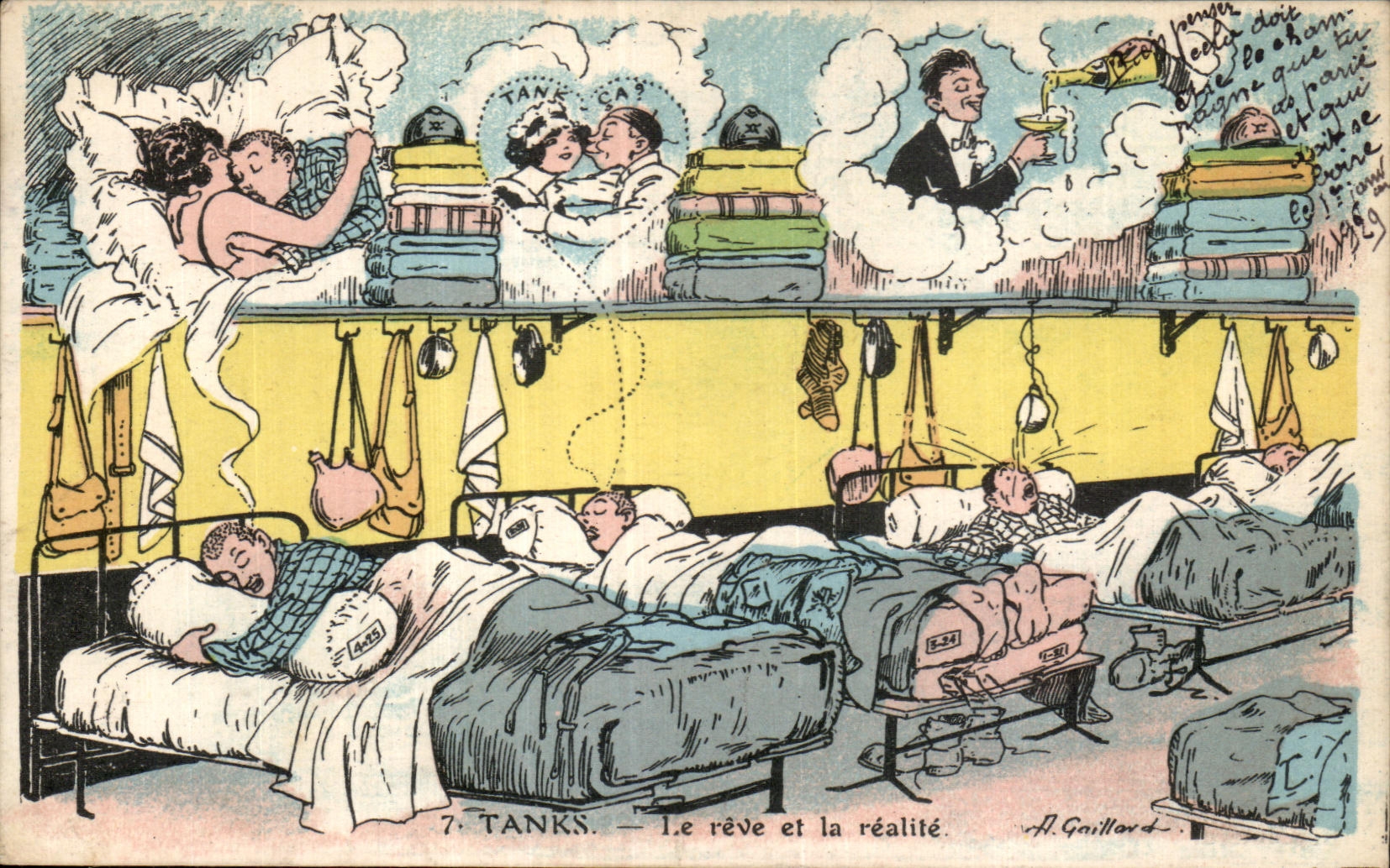 CPA Fantasy Militaria Tansk the dream and reality