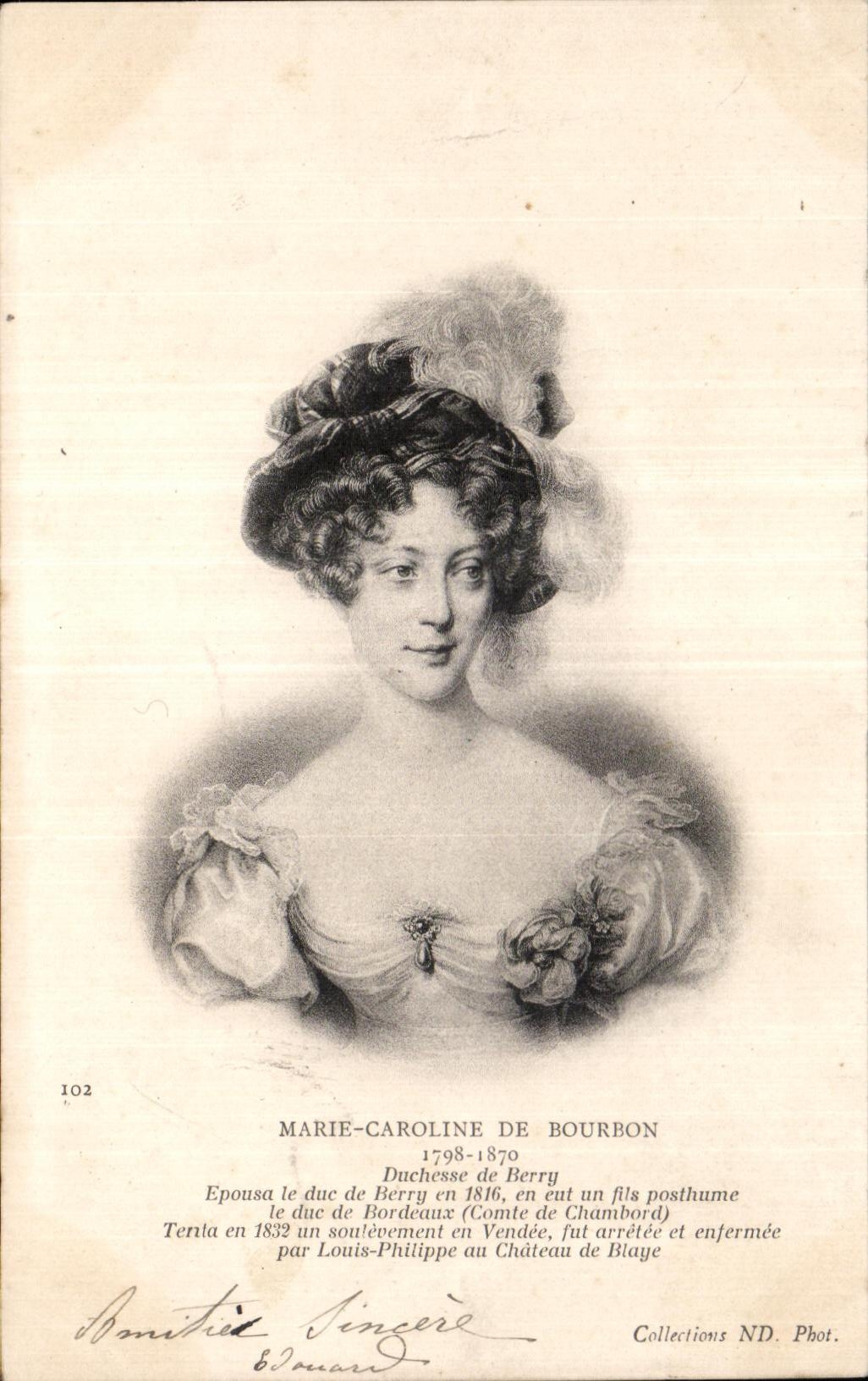 CPA Fantaisie Marie Caroline de Bourbon 1798 1870 Duchesse de Berry