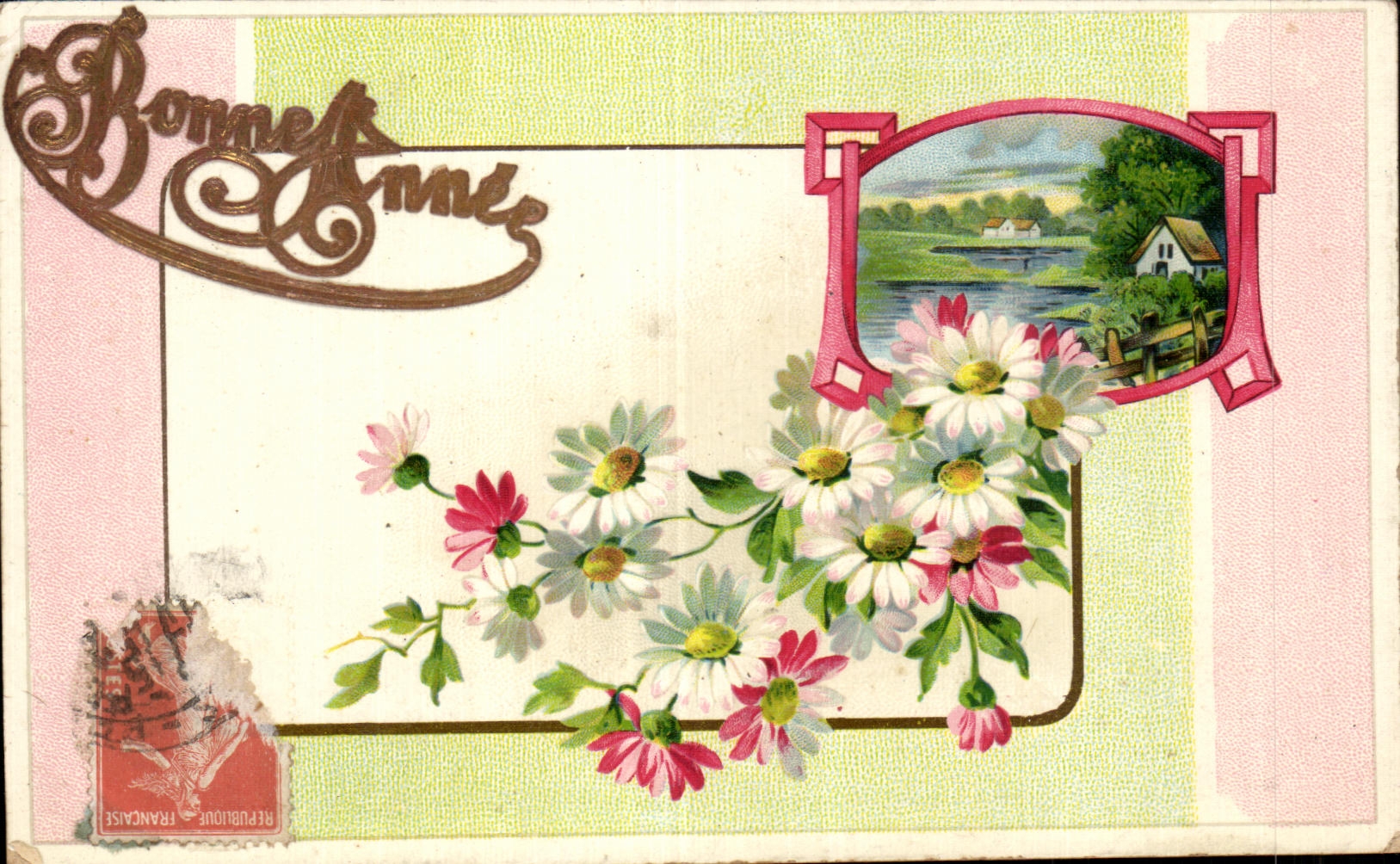 La fantasia de CPA florece Feliz Ano Nuevo