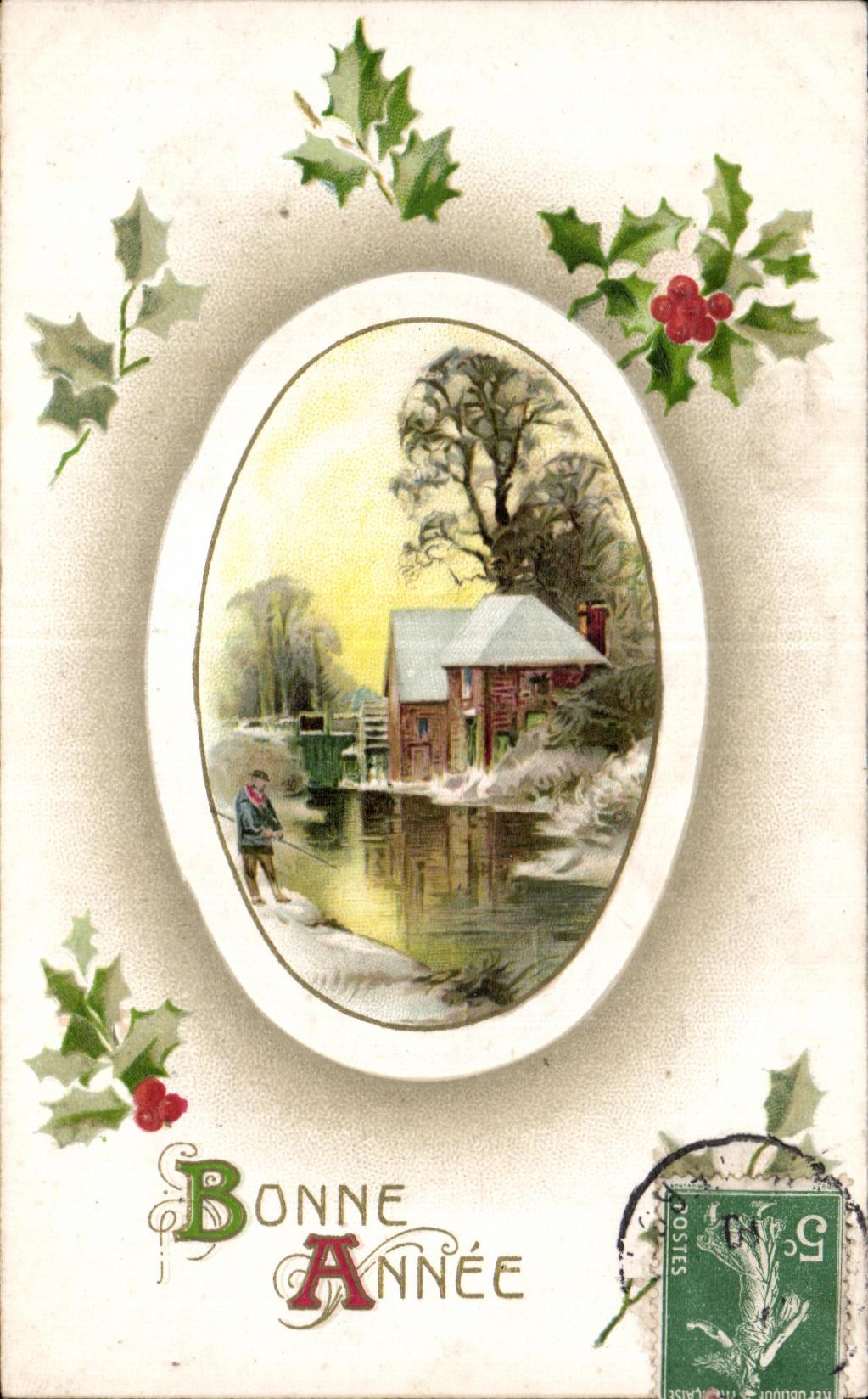 La fantasia de CPA florece Feliz Ano Nuevo