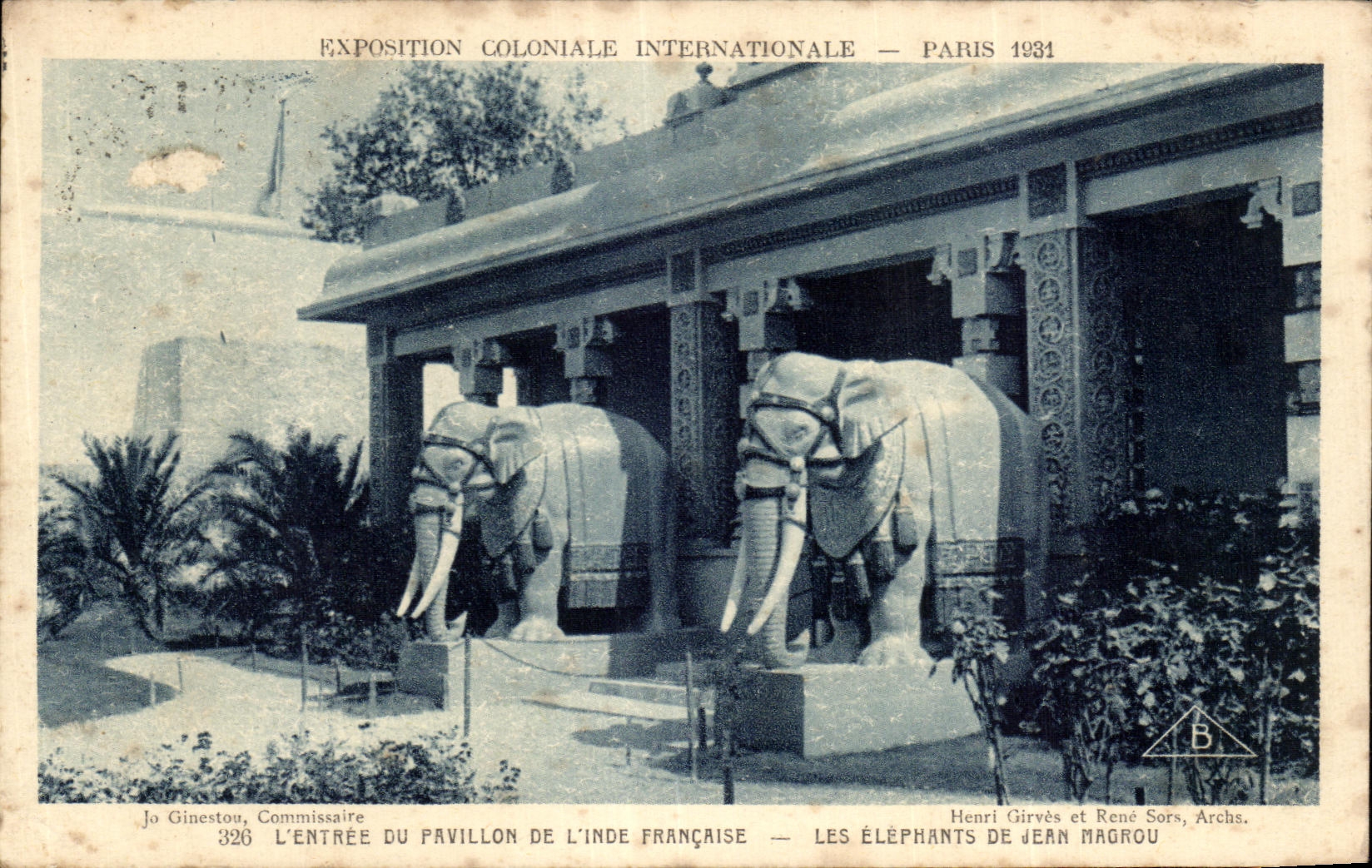 Entrada colonial justa internacional de CPA Paris 1931 de la casa del elefante Jean MAgrou N de la India