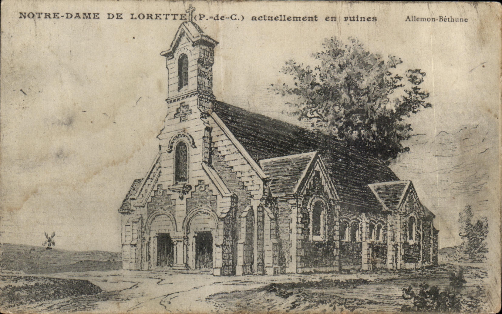 CPA Notre Dame De Lorette actuellement en ruines 