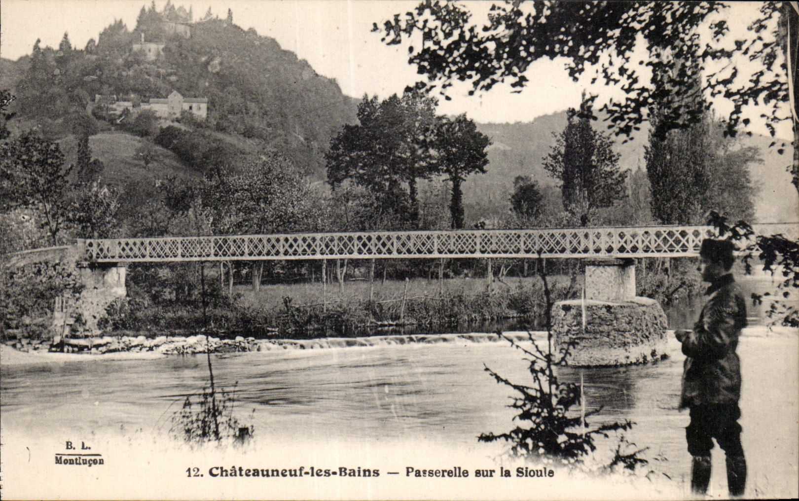 CPA Chateauneuf les Bains Footbridge on Sioule
