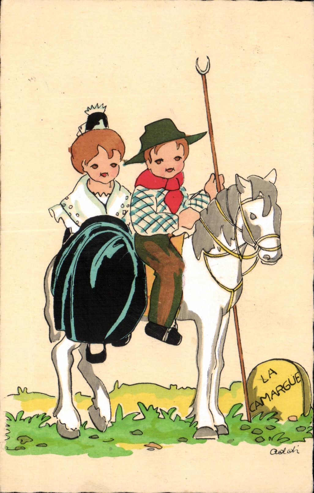 CPA Enfants Cheval Horse Camargue 