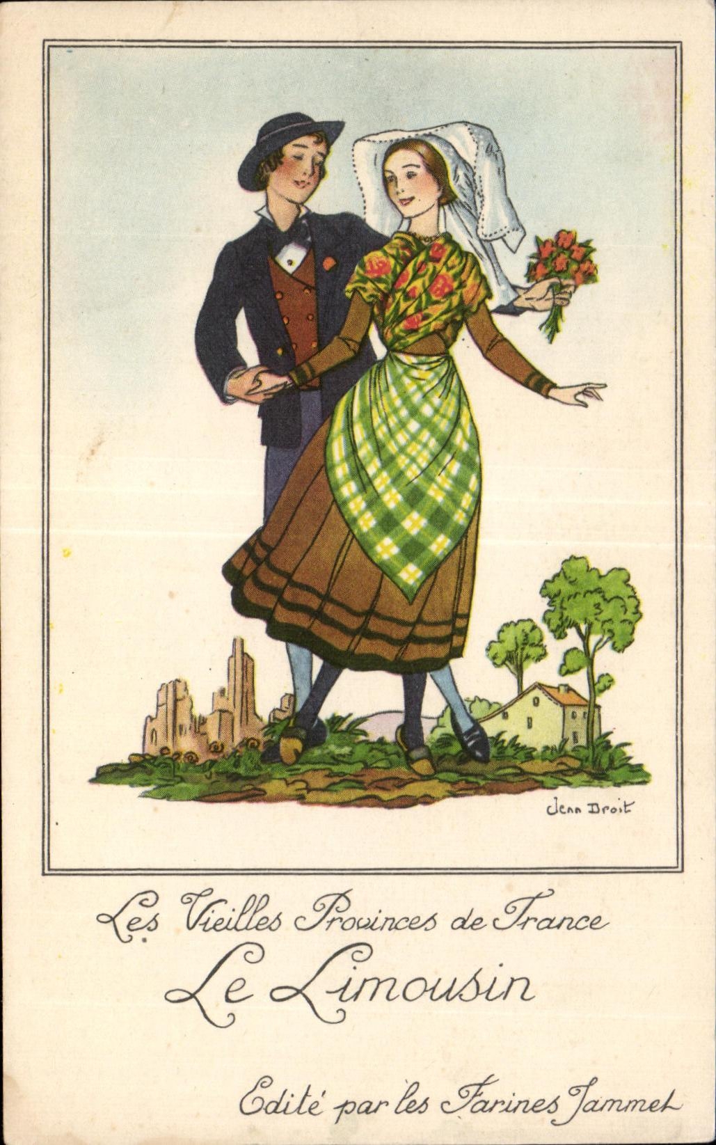 CPA Les Vieilles Provinces de France Le Limousin Edite les Fairnes Farmet Folklore Farines Jammet 