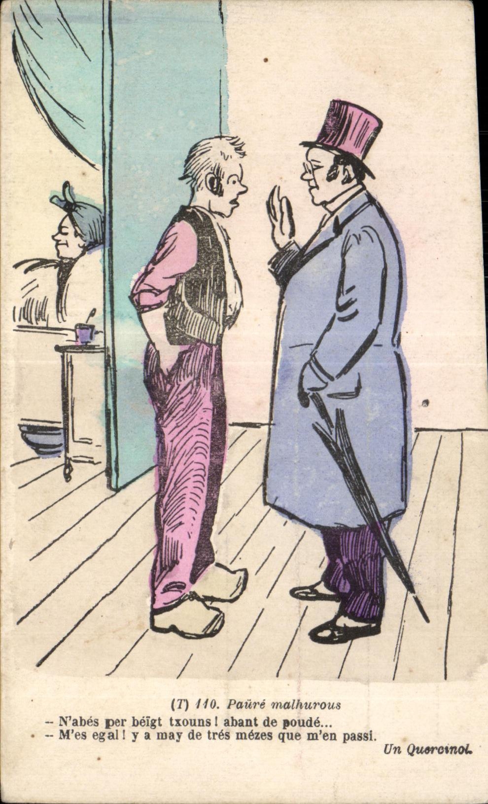 CPA Paire malhurous N abes per beigt txouns i abant poude M es egal I y a may de tres mezes m en passi Humour Docteur 