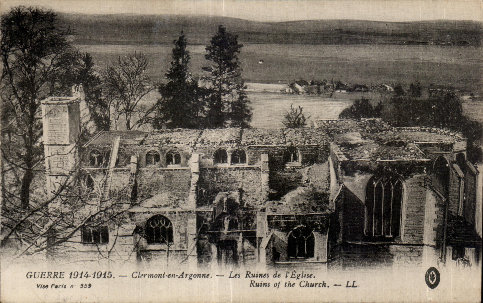 CPA Clermont War in Argonne Ruins of I Ruins Church off the Church L