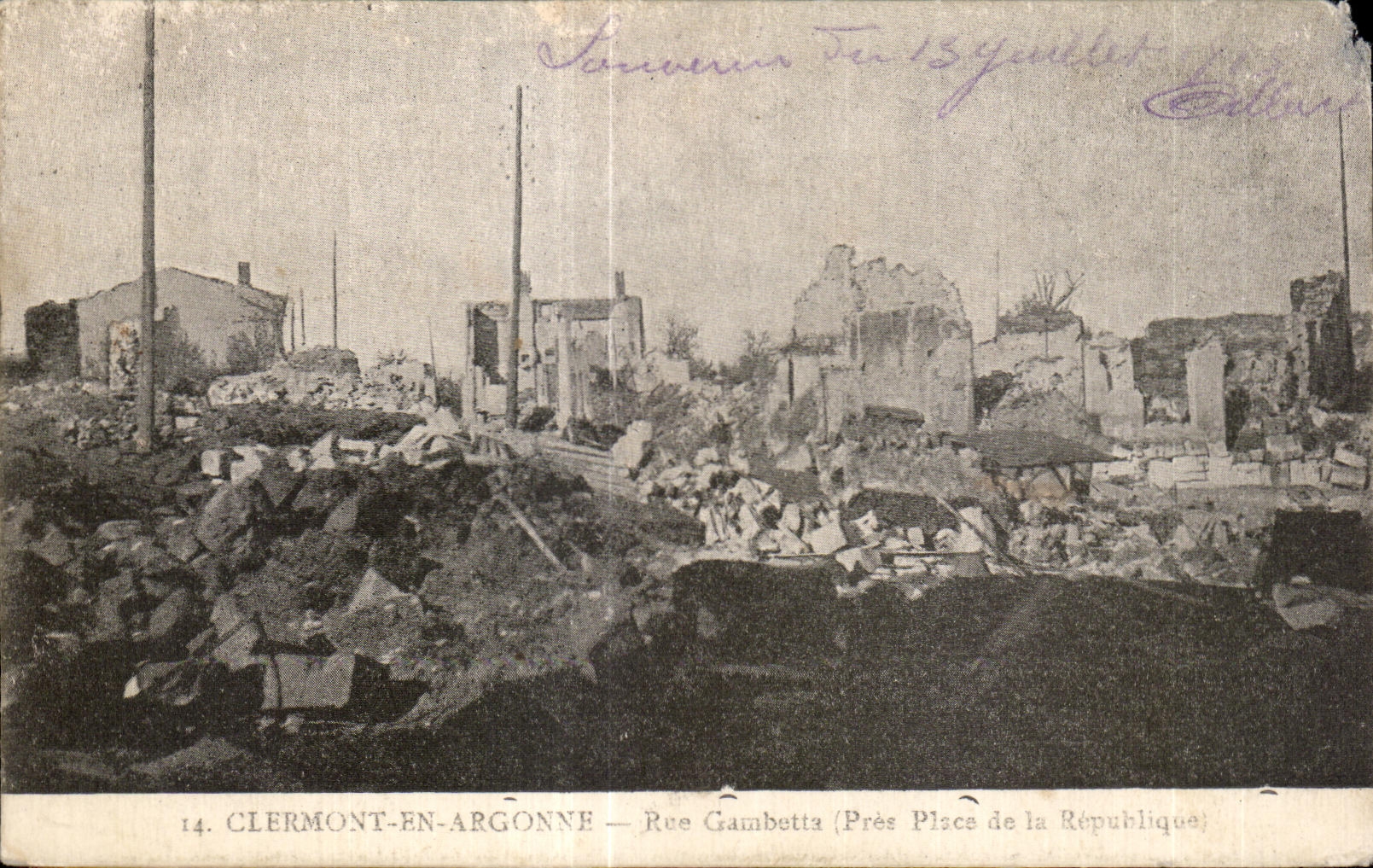 CPA Clermont War in Argonne Street Gambetta (Pree Pusee of the Republic)