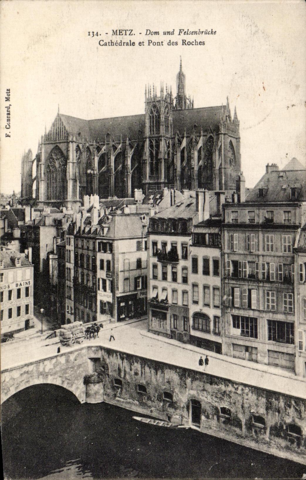 Metz - catedral y puente de las rocas - CPA
