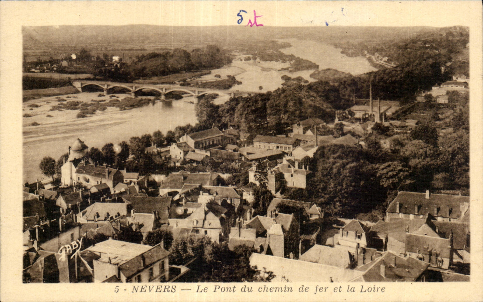 Nevers - el puente del ferrocarril y del Loire - CPA