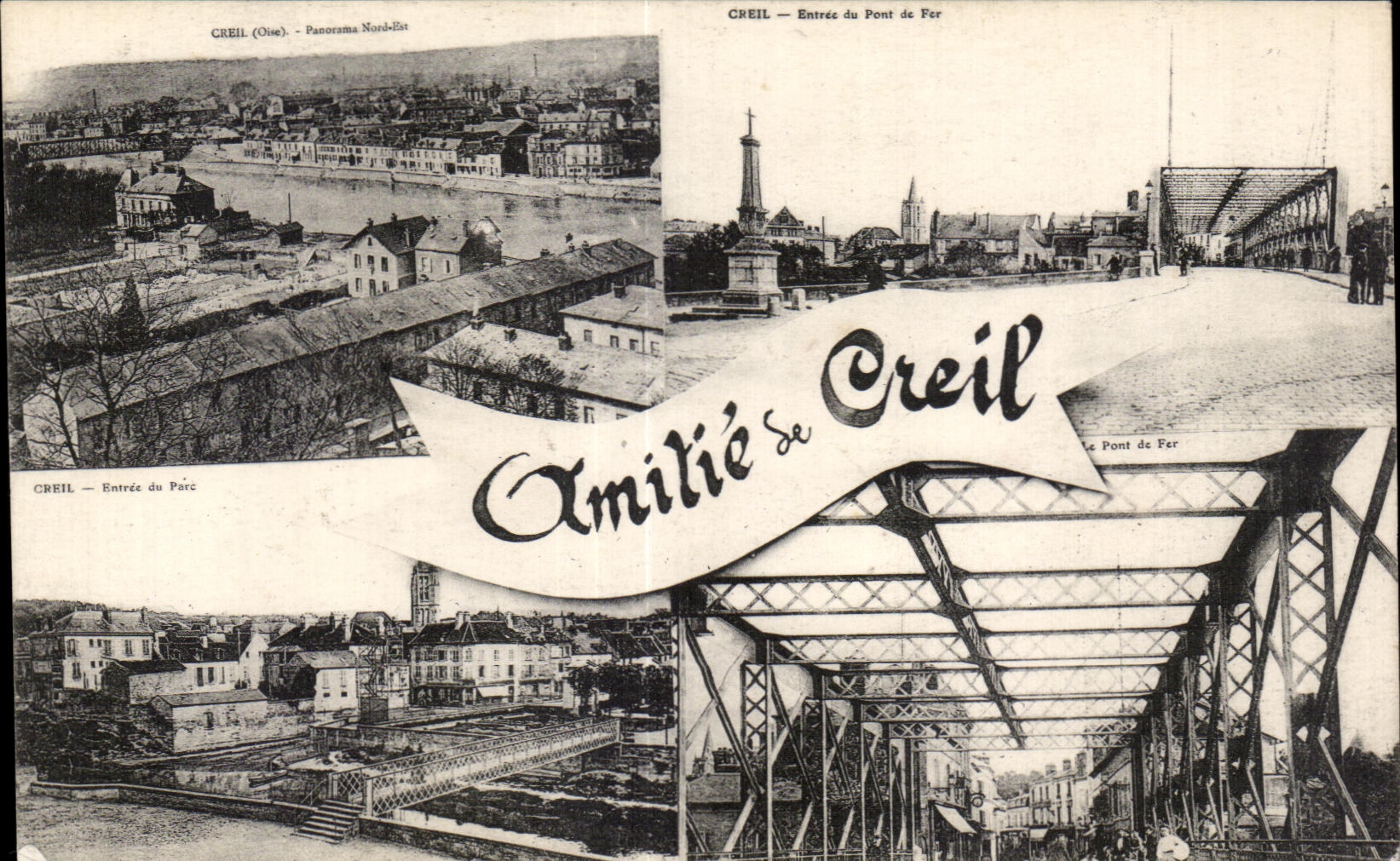 CPA Creil Entree du pont de Fer