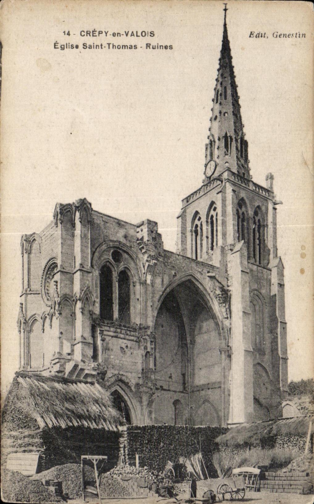 CPA Crepy In Valois Church Saint Thomas Ruins Edu Genestin