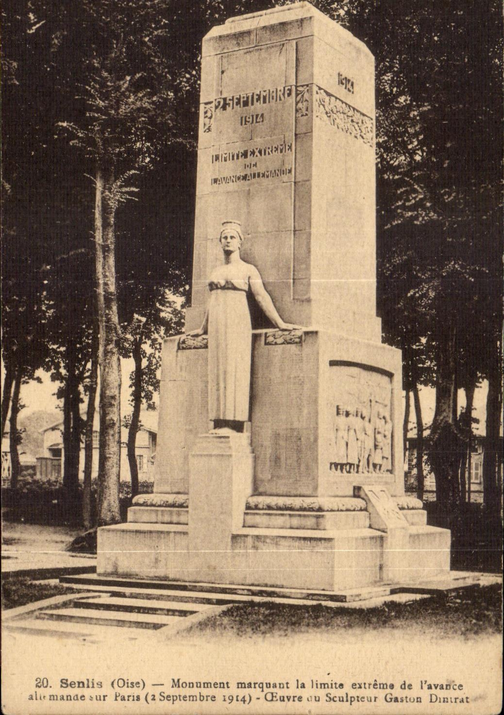 CPA Senlis (Oise) Monument marking the extreme limit of I advances